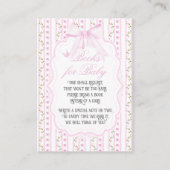 赤面ピンクボウフローラエレガントベビーシャワーブック エンクロージャーカード (正面)