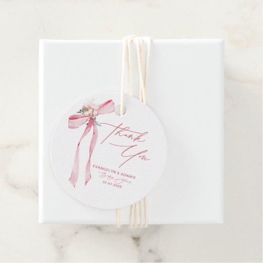 赤面ピンクボウフローラベビーシャワーありがとう フェイバータグ (インサイチュ)