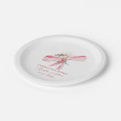 赤面ピンクボウフローラベビーシャワー ペーパープレート (アングル)