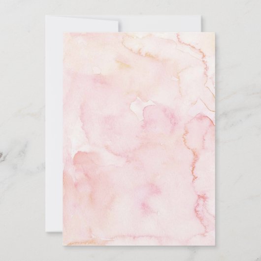 赤面ピンクボウフローラ水彩クレスト赤ちゃんシャワー 招待状 (裏面)