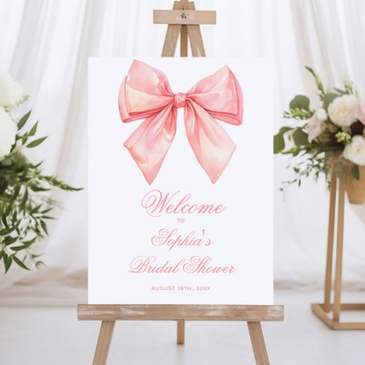 赤面ピンクボウブライダルシャワーウェルカムサイン ポスター