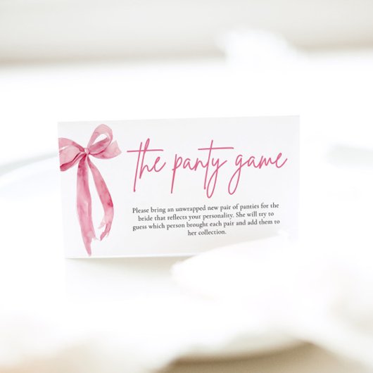 赤面ピンクボウブライダルシャワーザパンティゲーム エンクロージャーカード