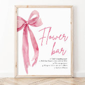 赤面ピンクボウブライダルシャワーフラワーバー標識 ポスター