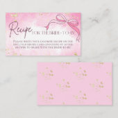 赤面ピンクボウブライダルシャワーレシピ要求 エンクロージャーカード (正面/裏面)