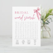 赤面ピンクボウブライダルシャワー単語検索ゲーム 招待状 (スタンド正面)
