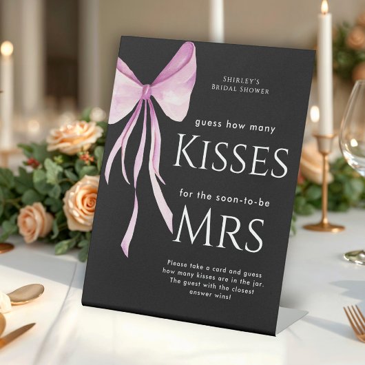 赤面ピンクボウブライダルシャワー推測する数キス 台座サイン