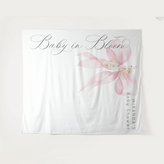 赤面ピンクボウベビーイン開花フローラベビーシャワー タペストリー (正面(横))