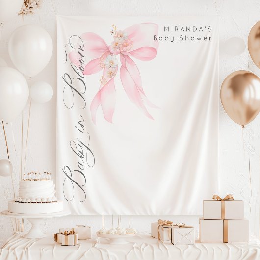 赤面ピンクボウベビーイン開花フローラベビーシャワー タペストリー