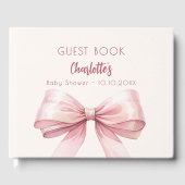 赤面ピンクボウベージュクリームベビーシャワー ゲストブック (正面)