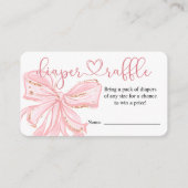 赤面ピンクボウボーイベビーシャワーおむつラッフルカード エンクロージャーカード (正面)