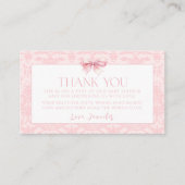 赤面ピンクボウ女の子シャワー感謝していユー エンクロージャーカード (正面)