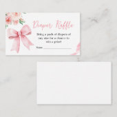 赤面ピンクボウ小さな女の子ベビーおむつラッフル エンクロージャーカード (正面/裏面)