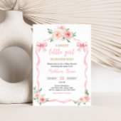 赤面ピンクボウ小さな女の子ベビーシャワー 招待状
