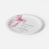 赤面ピンクボウ彼女は結び目ブライダルシャワー ペーパープレート (アングル)