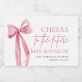 赤面ピンクボウ応援トゥザフューチャーブライダルシャワー スパークリングワインラベル (シングルラベル)