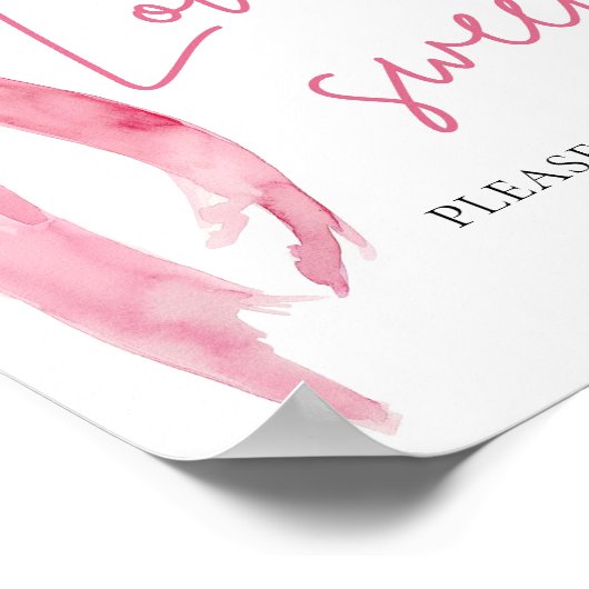 赤面ピンクボウ愛は甘いトリートの好意サイン ポスター (角)