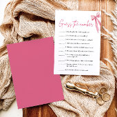 赤面ピンクボウ数字を推測ブライダルシャワーゲーム 招待状