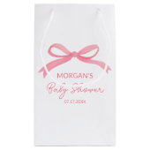 赤面ピンクボウ水カラーベビーシャワー スモールペーパーバッグ (裏面)