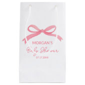 赤面ピンクボウ水カラーベビーシャワー スモールペーパーバッグ (正面)