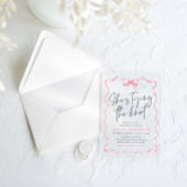 赤面ピンクボウ結び目ブライダルシャワー アクリル招待状