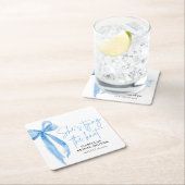 赤面ピンクボウ結び目ブライダルシャワー スクエアペーパーコースター (インサイチュ)