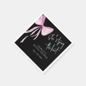 赤面ピンクボウ結び目ブライダルシャワー スタンダードカクテルナプキン (角)