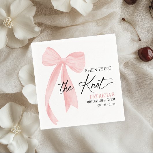 赤面ピンクボウ結び目ブライダルシャワー スタンダードカクテルナプキン