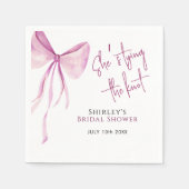赤面ピンクボウ結び目ブライダルシャワー スタンダードカクテルナプキン (正面)