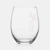 赤面ピンクボウ結び目ブライダルシャワー ステムなしワイングラス (裏面)
