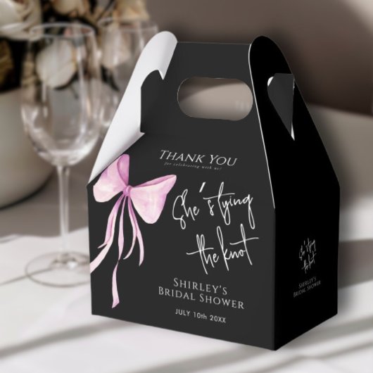 赤面ピンクボウ結び目ブライダルシャワー フェイバーボックス