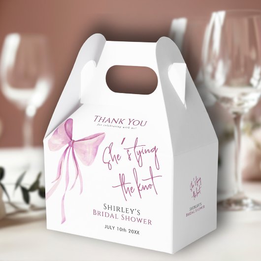 赤面ピンクボウ結び目ブライダルシャワー フェイバーボックス