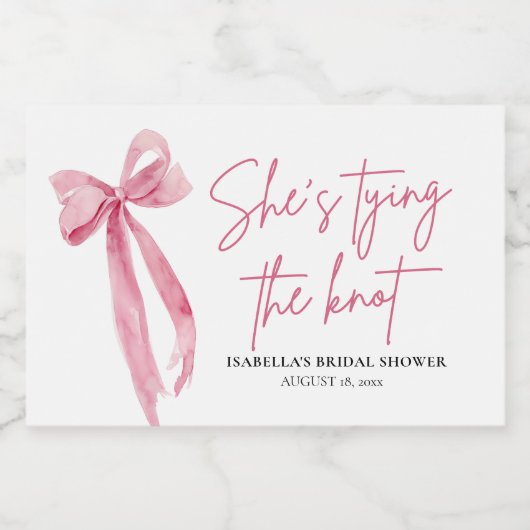 赤面ピンクボウ結び目ブライダルシャワー フードラベル (シングルラベル)