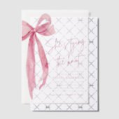 赤面ピンクボウ結び目ブライダルシャワー ベラム紙招待状 (オフセット (招待状))
