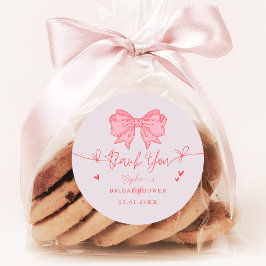 赤面ピンクボウ結び目ブライダルシャワー ラウンドシール