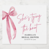 赤面ピンクボウ結び目ブライダルシャワー リキュールボトルラベル (シングルラベル)