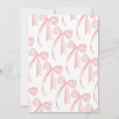 赤面ピンクボウ結び目ブライダルシャワー 招待状 (裏面)