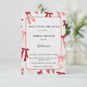 赤面ピンクボウ結び目ブライダルシャワー 招待状 (スタンド正面)