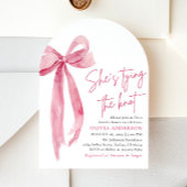 赤面ピンクボウ結び目ブライダルシャワー 招待状