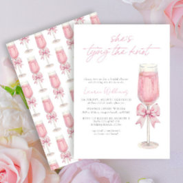 赤面ピンクボウ結び目ブライダルシャワー 招待状