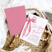 赤面ピンクボウ結び目ブライダルシャワー 招待状