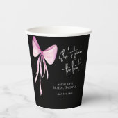 赤面ピンクボウ結び目ブライダルシャワー 紙コップ (正面)