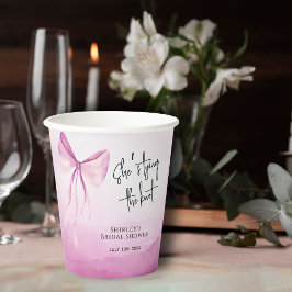 赤面ピンクボウ結び目ブライダルシャワー 紙コップ