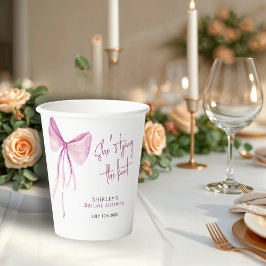 赤面ピンクボウ結び目ブライダルシャワー 紙コップ