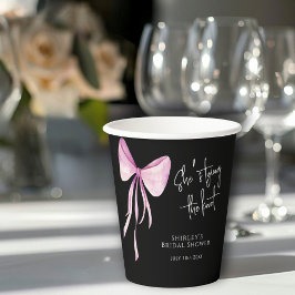 赤面ピンクボウ結び目ブライダルシャワー 紙コップ