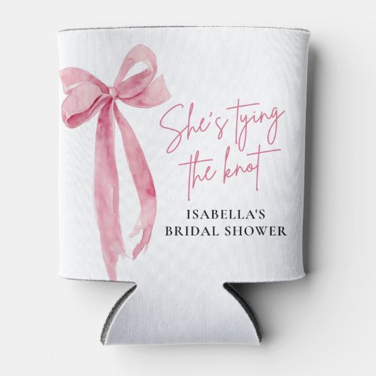 赤面ピンクボウ結び目ブライダルシャワー 缶クーラー (正面)
