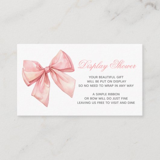 赤面ピンクボウ表示赤ちゃんシャワー囲いカード エンクロージャーカード (正面)