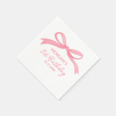 赤面ピンクボウ誕生日パーティーかわいい名前 スタンダードカクテルナプキン (角)