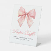 赤面ピンクボウ赤ちゃんシャワーおむつラッフルサイン 台座サイン (正面)