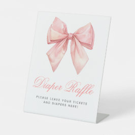 赤面ピンクボウ赤ちゃんシャワーおむつラッフルサイン 台座サイン