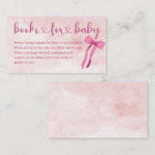 赤面ピンクボウ赤ちゃんシャワーブックベビー エンクロージャーカード (正面/裏面)